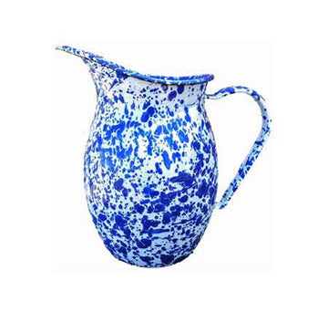 Enamelware 2 Quart Pitcher, Blue Marble